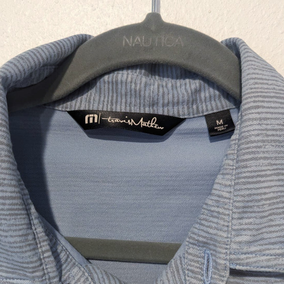 Travis Matthew Men's Golf Polo Shirt Blue Grey Stripes - Picture 3 of 6